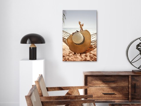 Obraz - Hamak na plaży (1-częściowy) pionowy Obraz - Hamak na plaży (1-częściowy) pionowy