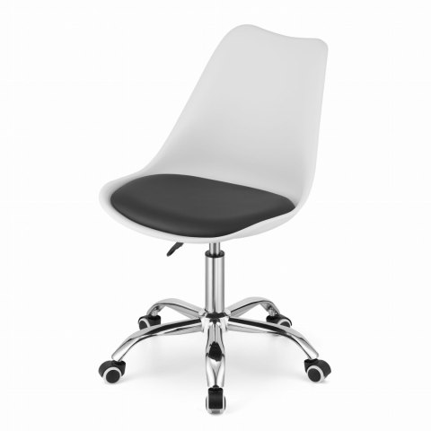 BIAŁE KRZESŁO OBROTOWE, FOTEL OBROTOWY, NA KÓŁKACH, CHROM, CZARNA PODUSZKA BIAŁE KRZESŁO OBROTOWE, FOTEL OBROTOWY, NA KÓŁKACH, CHROM, CZARNA PODUSZKA