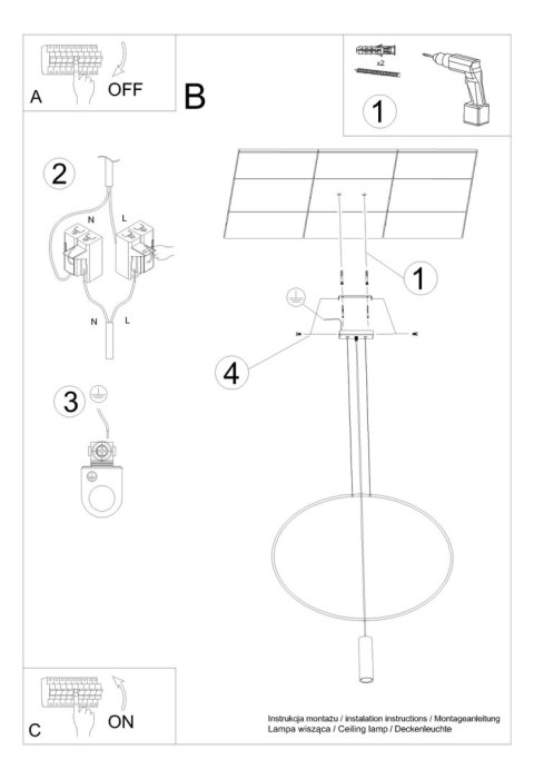 Lampa wisząca HOLAR 1 czarna Lampa wisząca HOLAR 1 czarna
