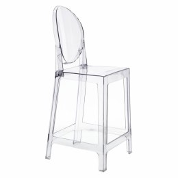 PRZEZROCZYSTY HOKER, STOŁEK BAROWY DO KUCHNI, Z OPARCIEM, NOWOCZESNY, 65 CM