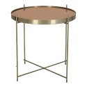 OKRĄGŁY ZŁOTY STOLIK KAWOWY VENICE, SZKLANY BLAT, METALOWY, DO SALONU 48 CM