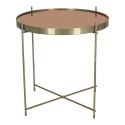OKRĄGŁY ZŁOTY STOLIK KAWOWY VENICE, SZKLANY BLAT, METALOWY, DO SALONU 48 CM