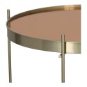 OKRĄGŁY ZŁOTY STOLIK KAWOWY VENICE, SZKLANY BLAT, METALOWY, DO SALONU 48 CM