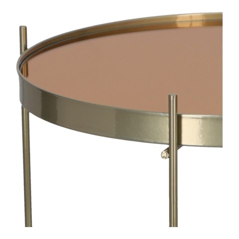 OKRĄGŁY ZŁOTY STOLIK KAWOWY VENICE, SZKLANY BLAT, METALOWY, DO SALONU 48 CM OKRĄGŁY ZŁOTY STOLIK KAWOWY VENICE, SZKLANY BLAT, METALOWY, DO SALONU 48 CM