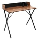 BIURKO LOFT ORZECH, CZARNE, METAL, MDF, PROSTE, SOLIDNE, DO POKOJU, 90 CM