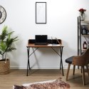 BIURKO LOFT ORZECH, CZARNE, METAL, MDF, PROSTE, SOLIDNE, DO POKOJU, 90 CM