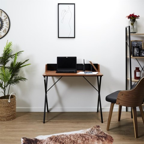 BIURKO LOFT ORZECH, CZARNE, METAL, MDF, PROSTE, SOLIDNE, DO POKOJU, 90 CM BIURKO LOFT ORZECH, CZARNE, METAL, MDF, PROSTE, SOLIDNE, DO POKOJU, 90 CM
