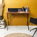 BIURKO LOFT ORZECH, CZARNE, METAL, MDF, PROSTE, SOLIDNE, DO POKOJU, 90 CM