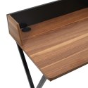 BIURKO LOFT ORZECH, CZARNE, METAL, MDF, PROSTE, SOLIDNE, DO POKOJU, 90 CM