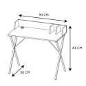 BIURKO LOFT ORZECH, CZARNE, METAL, MDF, PROSTE, SOLIDNE, DO POKOJU, 90 CM