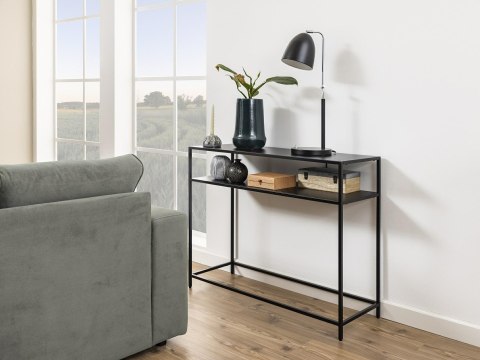 CZARNA METALOWA KONSOLA LONDON, LOFT, Z PÓŁKĄ, INDUSTRIALNA, 100 CM CZARNA METALOWA KONSOLA LONDON, LOFT, Z PÓŁKĄ, INDUSTRIALNA, 100 CM