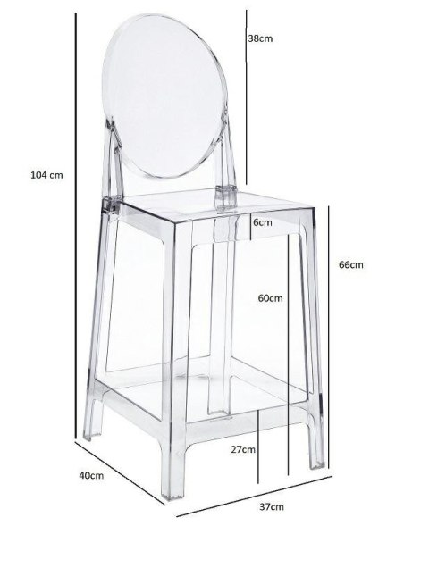 PRZEZROCZYSTY HOKER, STOŁEK BAROWY DO KUCHNI, Z OPARCIEM, NOWOCZESNY, 65 CM PRZEZROCZYSTY HOKER, STOŁEK BAROWY DO KUCHNI, Z OPARCIEM, NOWOCZESNY, 65 CM