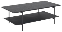 STOLIK KAWOWY ŁAWA VELTRI, CZARNY, LOFT, DO SALONU, Z PÓŁKĄ, MATOWY