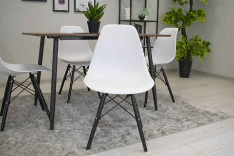 BIAŁE KRZESŁO LOFT, Z CZARNYMI NOGAMI, DO JADALNI, DO KUCHNI, NOWOCZESNE BIAŁE KRZESŁO LOFT, Z CZARNYMI NOGAMI, DO JADALNI, DO KUCHNI, NOWOCZESNE
