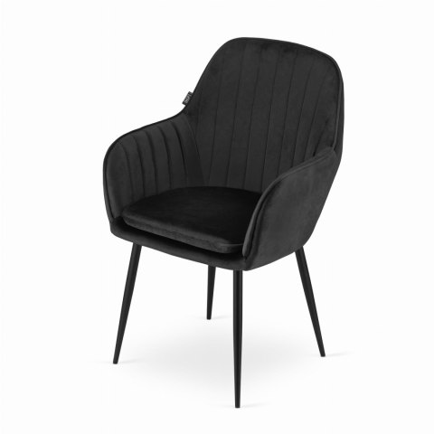 CZARNE KRZESŁO GLAMOUR, Z PODŁOKIETNIKAMI, TAPICEROWANE, DO JADALNI, SALON CZARNE KRZESŁO GLAMOUR, Z PODŁOKIETNIKAMI, TAPICEROWANE, DO JADALNI, SALON
