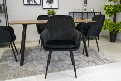 CZARNE KRZESŁO GLAMOUR, Z PODŁOKIETNIKAMI, TAPICEROWANE, DO JADALNI, SALON CZARNE KRZESŁO GLAMOUR, Z PODŁOKIETNIKAMI, TAPICEROWANE, DO JADALNI, SALON