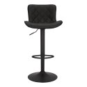 TAPICEROWANY CZARNY HOKER Z OPARCIEM, METALOWY, OBROTOWY, REGULOWANY, LOFT