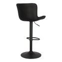 TAPICEROWANY CZARNY HOKER Z OPARCIEM, METALOWY, OBROTOWY, REGULOWANY, LOFT