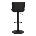 TAPICEROWANY CZARNY HOKER Z OPARCIEM, METALOWY, OBROTOWY, REGULOWANY, LOFT