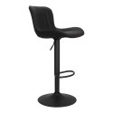 CZARNY HOKER Z OPARCIEM, TAPICEROWANY, METALOWY, OBROTOWY, REGULOWANY, LOFT
