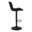 CZARNY HOKER Z OPARCIEM, TAPICEROWANY, METALOWY, OBROTOWY, REGULOWANY, LOFT