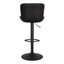 CZARNY HOKER Z OPARCIEM, TAPICEROWANY, METALOWY, OBROTOWY, REGULOWANY, LOFT