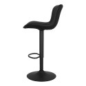 CZARNY HOKER Z OPARCIEM, TAPICEROWANY, METALOWY, OBROTOWY, REGULOWANY, LOFT