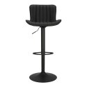 CZARNY HOKER Z OPARCIEM, TAPICEROWANY, METALOWY, OBROTOWY, REGULOWANY, LOFT