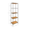 INDUSTRIALNY REGAŁ VITA, CZARNY METAL, DĄB, 5 PÓŁEK, WYSOKI, LOFT, 170 CM