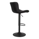 TAPICEROWANY CZARNY HOKER Z OPARCIEM, METALOWY, OBROTOWY, REGULOWANY, LOFT