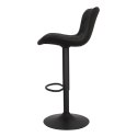 TAPICEROWANY CZARNY HOKER Z OPARCIEM, METALOWY, OBROTOWY, REGULOWANY, LOFT