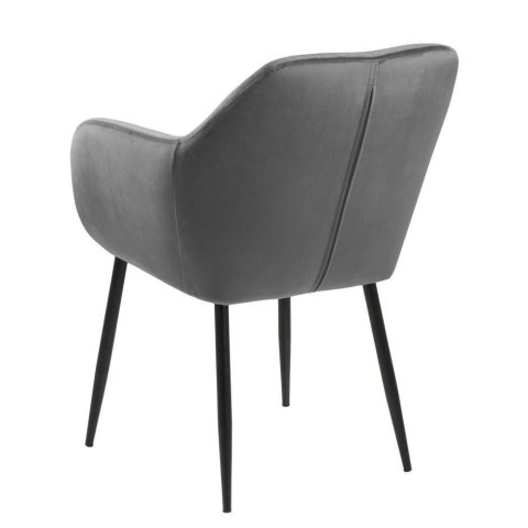 TAPICEROWANE KRZESŁO Z PODŁOKIETNIKAMI, CIEMNE SZARE, CZARNY METAL, GLAMOUR TAPICEROWANE KRZESŁO Z PODŁOKIETNIKAMI, CIEMNE SZARE, CZARNY METAL, GLAMOUR