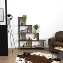 CZARNY METALOWY REGAŁ SCHODKOWY LOFT, DĄB, DO POKOJU, INDUSTRIALNY 146 CM