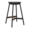 CZARNY HOKER DUBLIN, DREWNIANY, LOFT, OKRĄGŁY, NOWOCZESNY, DO KUCHNI, 65 CM