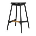 CZARNY HOKER DUBLIN, DREWNIANY, LOFT, OKRĄGŁY, NOWOCZESNY, DO KUCHNI, 65 CM