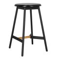 CZARNY HOKER DUBLIN, DREWNIANY, LOFT, OKRĄGŁY, NOWOCZESNY, DO KUCHNI, 65 CM