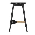 CZARNY HOKER DUBLIN, DREWNIANY, LOFT, OKRĄGŁY, NOWOCZESNY, DO KUCHNI, 65 CM