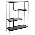 METALOWY CZARNY REGAŁ ZE SZKLANYMI PÓŁKAMI, LOFT, ELEGANCKI, 113 CM