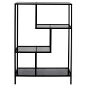 METALOWY CZARNY REGAŁ ZE SZKLANYMI PÓŁKAMI, LOFT, ELEGANCKI, 113 CM