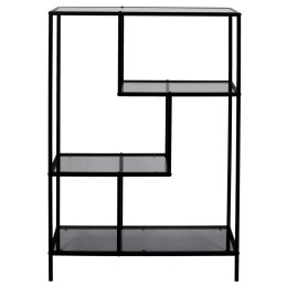 METALOWY CZARNY REGAŁ ZE SZKLANYMI PÓŁKAMI, LOFT, ELEGANCKI, 113 CM