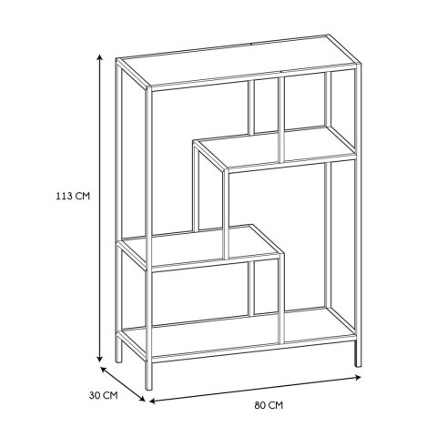 METALOWY CZARNY REGAŁ ZE SZKLANYMI PÓŁKAMI, LOFT, ELEGANCKI, 113 CM