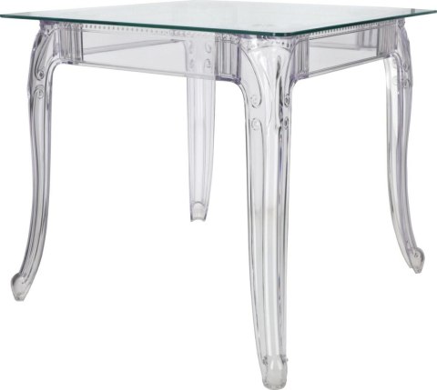 PRZEZROCZYSTY SZKLANY STÓŁ BAROKOWY, KWADRATOWY, DO JADALNI GLAMOUR 80 cm PRZEZROCZYSTY SZKLANY STÓŁ BAROKOWY, KWADRATOWY, DO JADALNI GLAMOUR 80 cm
