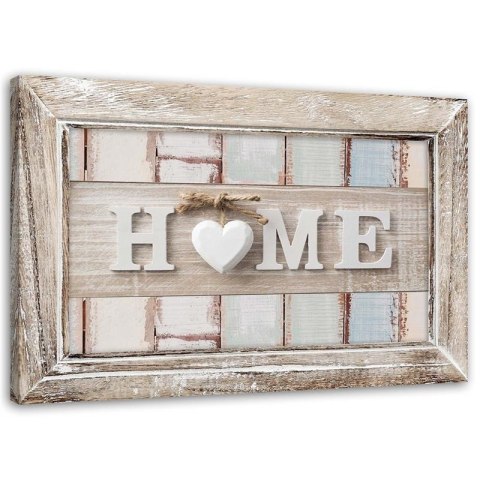 Obraz na płótnie - Napis Home z sercem w ramie w stylu vintage Obraz na płótnie - Napis Home z sercem w ramie w stylu vintage