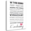 Obraz na płótnie - W tym domu typografia Obraz na płótnie - W tym domu typografia