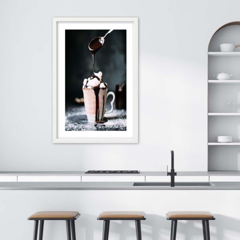 Plakat w białej ramie - Kawa z piankami Plakat w białej ramie - Kawa z piankami