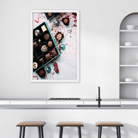 Plakat w białej ramie - Kolorowe pralinki Plakat w białej ramie - Kolorowe pralinki