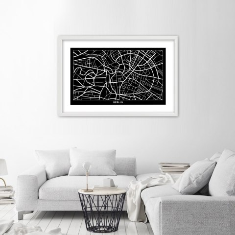 Plakat w białej ramie - Plan miasta Berlin Plakat w białej ramie - Plan miasta Berlin