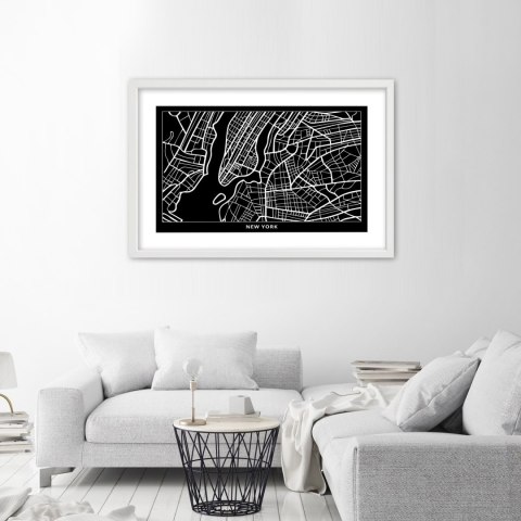 Plakat w białej ramie - Plan miasta Nowy Jork Plakat w białej ramie - Plan miasta Nowy Jork