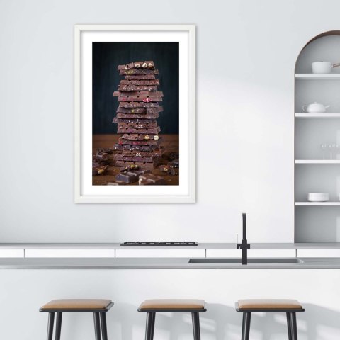 Plakat w białej ramie - Wieża z czekolady deserowej Plakat w białej ramie - Wieża z czekolady deserowej