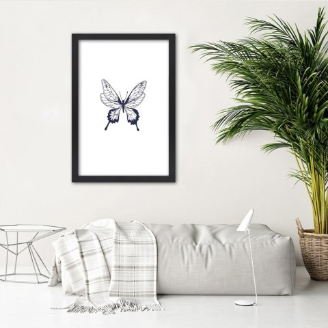 Plakat w czarnej ramie - Narysowany motyl Plakat w czarnej ramie - Narysowany motyl